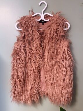 Faux Fur Vest in Dusty Rose - Women's Sleeveless Coat